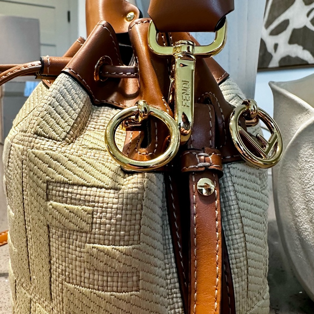 Fendi Mon Tresor Zucca Leather and Canvas Woven Bag - Picture 8 of 15